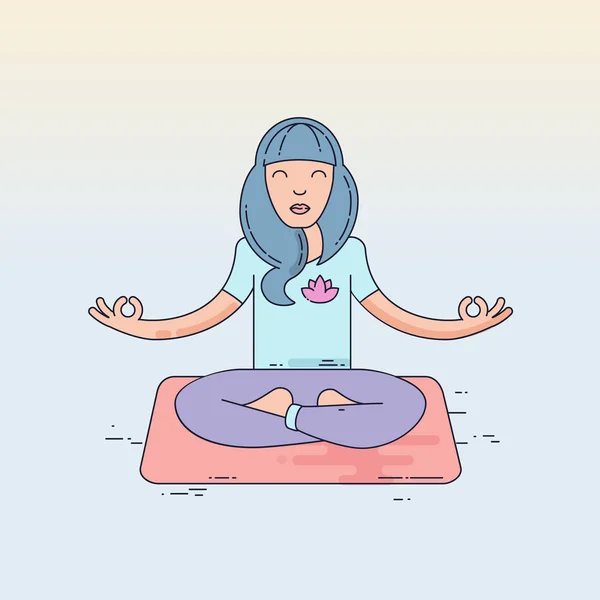 Jonge vrouw doen yoga — Stockvector