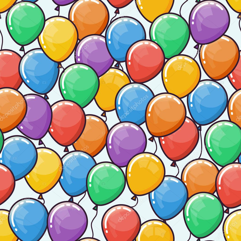 Vector seamless pattern with multicolored ballons