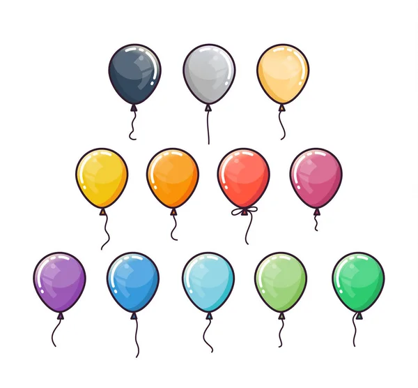 Set de globos planos de colores — Vector de stock