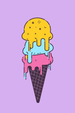 Renkli vektör dondurma koni