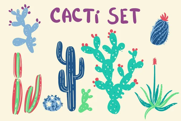 Cactus dibujado a mano y plantas suculentas ilustración Vectores de stock libres de derechos