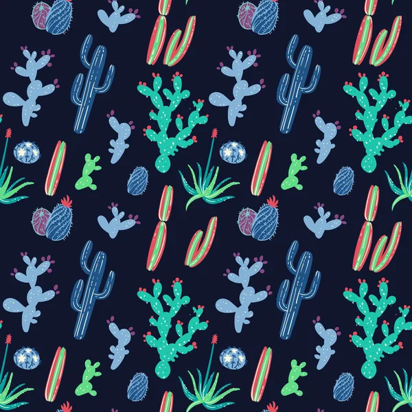 Vektor kaktusy a sukulenty na černém pozadí — Stockový vektor