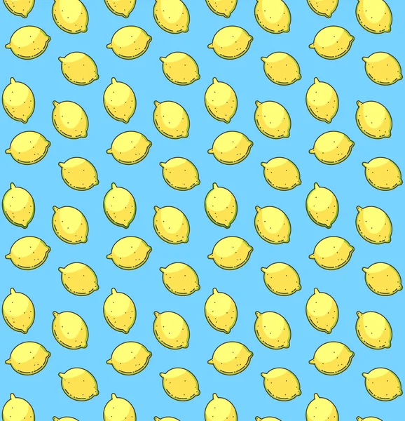 Lemons on blue background. Vector bright print. — Stock Vector
