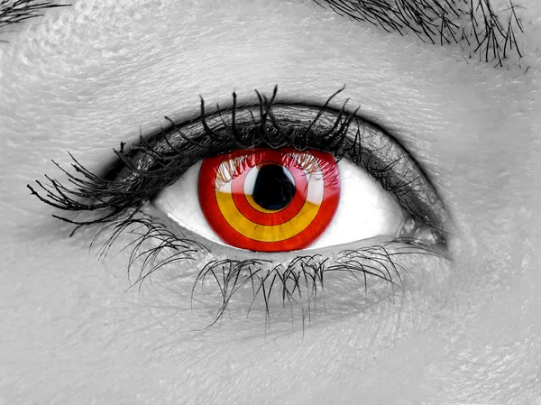 Closeup female eye target goal iris — Stock Photo, Image