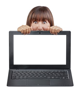 Dizüstü sürpriz arkasındaki kadın izole korkuttu