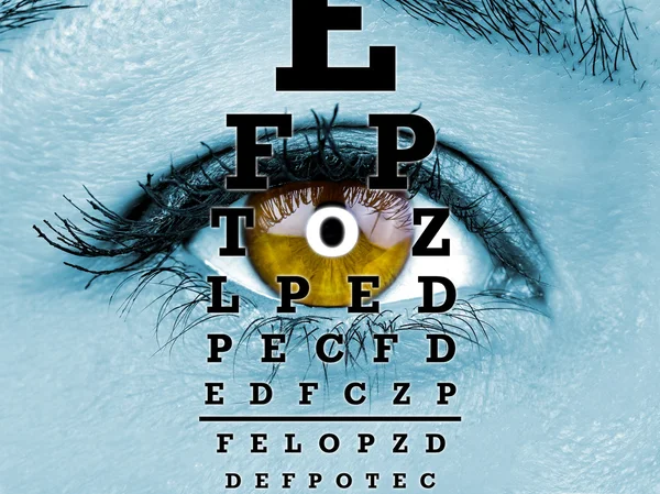 Test vision chart female eye macro — Stock Photo, Image