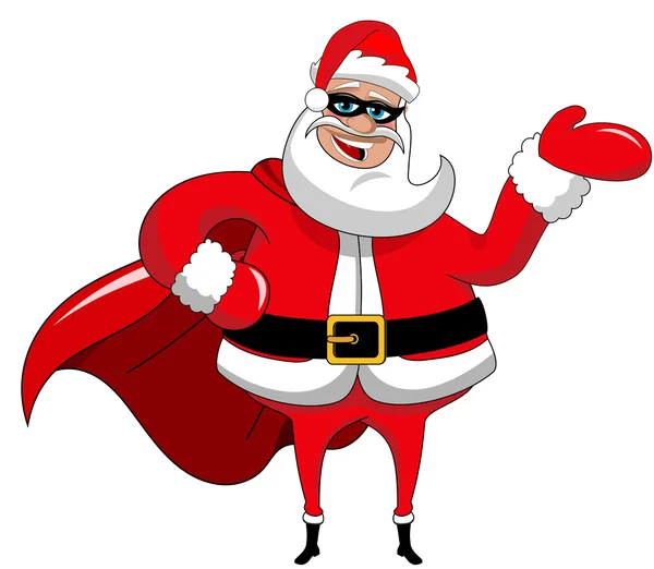 Santa Claus superhéroe presentando mostrando aislado — Vector de stock