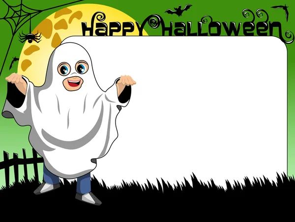 Halloween Photo picture frame border kid ghost costume — ストックベクタ