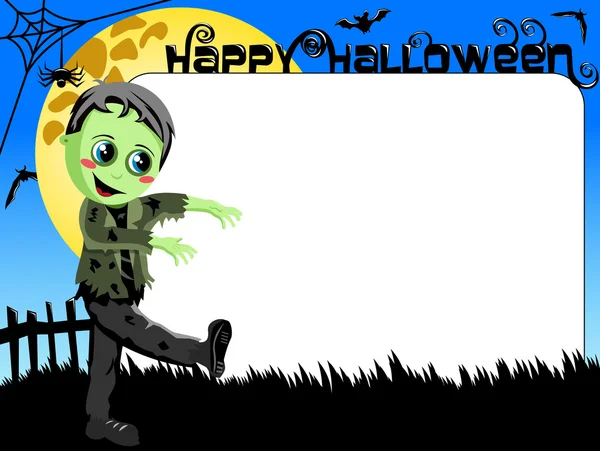 Halloween Photo picture frame border kid monster costume — ストックベクタ