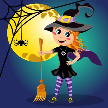 Çocuk cadı halloween kostüm dolunay