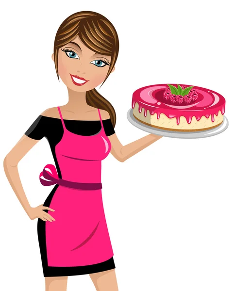 izole kadın aşçı peynirli kek ahududu