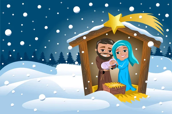 Noel Nativity sahne kış karlı