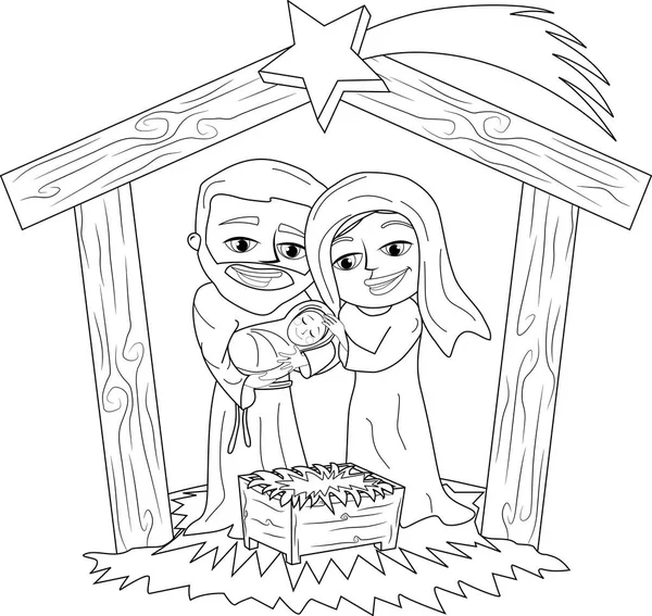 Christmas Nativity Scene Coloring Page Royalty Free Stock Illustrations