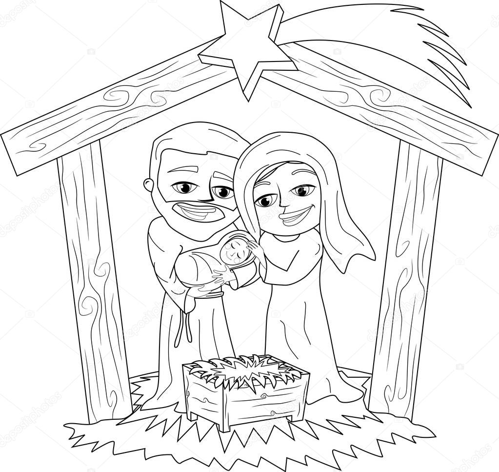 Christmas Nativity Scene Coloring Page