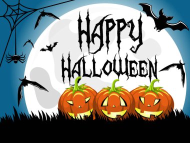 Mutlu Cadılar Bayramı arka plan kabaklar büyük ay