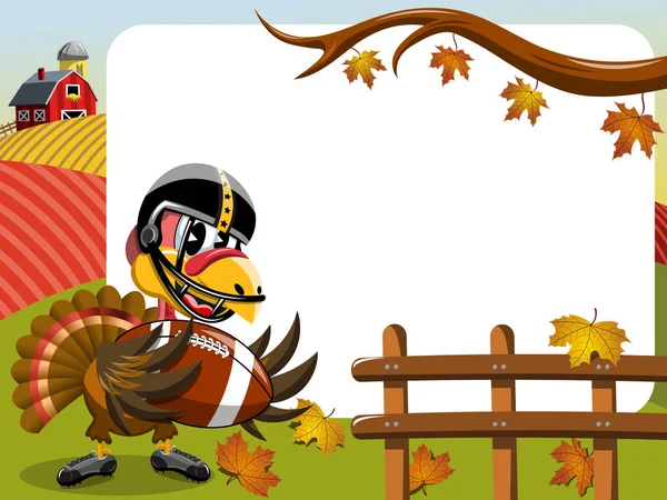 Thanksgiving day horizontale frame Turkije Amerikaanse voetballen — Stockvector