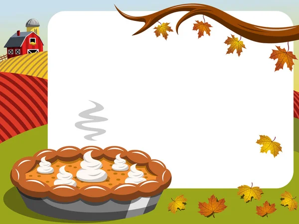 Thanksgiving day horizontale frame pompoen Pie platteland — Stockvector