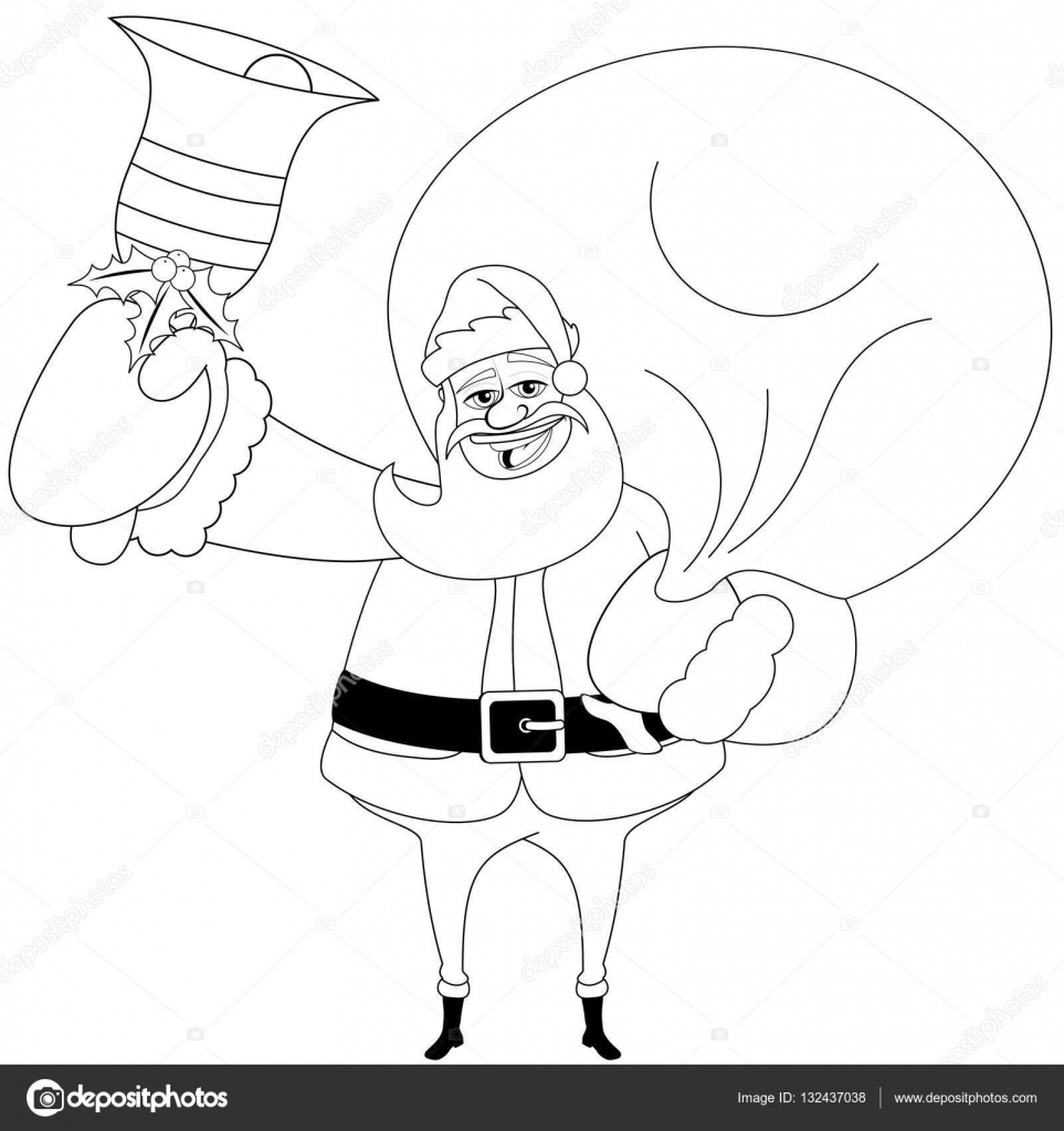 Cartone Animato Babbo Natale Sacco Campanella Oro Natale