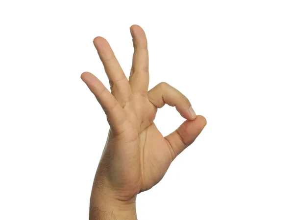 OK znak dłoń ruch ręka na białym tle — Zdjęcie stockowe