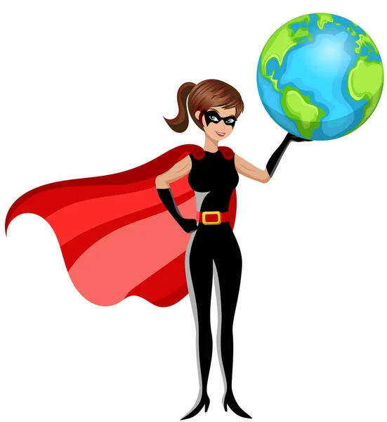 Superhero woman earth isolated — Stock Vector