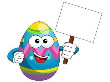 İzole bir şekilde dekore edilmiş Paskalya yortusu yumurta karikatür boş afiş