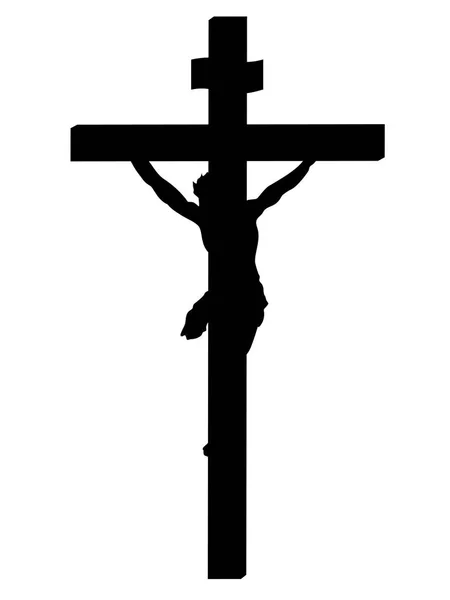 Silhouet van de kruisiging van Jezus geïsoleerd — Stockvector