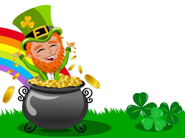 St Patrick ou Saint Patrick s exultant à l'intérieur pot de cadre en or isolé — Image vectorielle