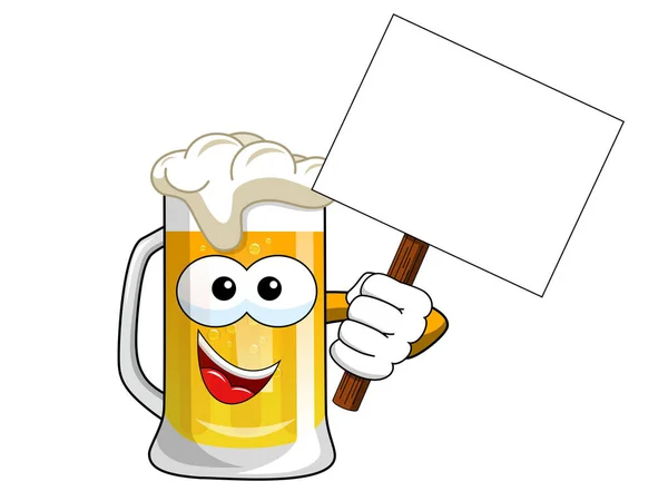 Γελοιογραφία κούπα μπύρα κενό banner απομονωμένες — Διανυσματικό Αρχείο