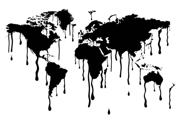 Mapa del mundo negro fusión advertencia ambiental — Foto de Stock