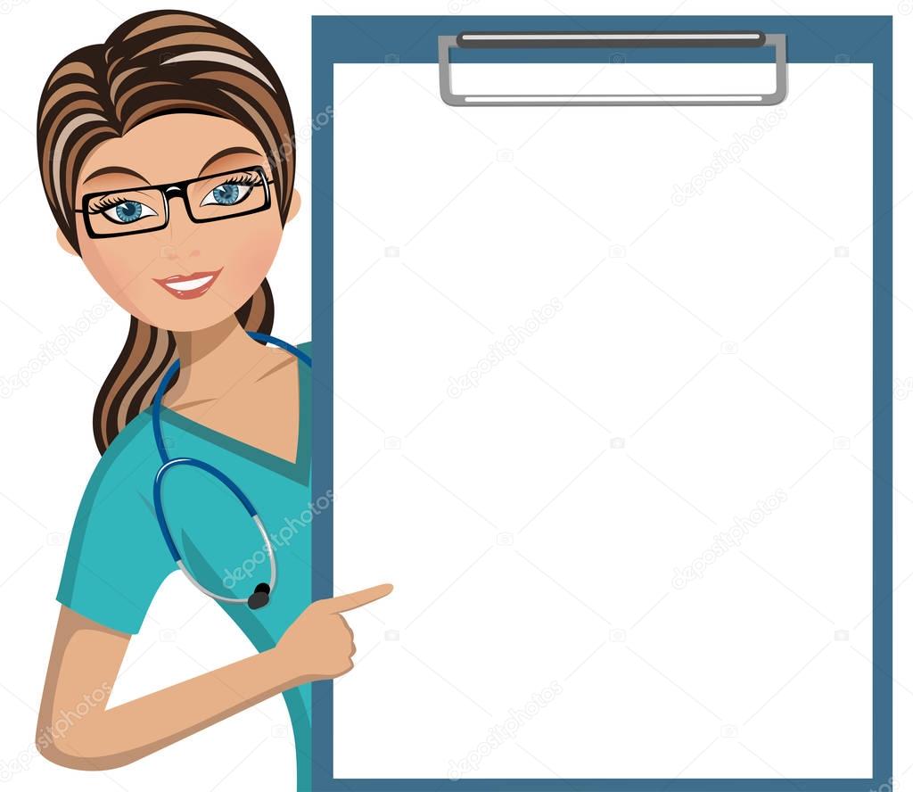 Woman Doctor big Blank Folder Isolated