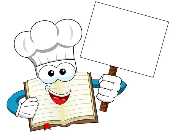 Cook livro mascote banner em branco isolado —  Vetores de Stock