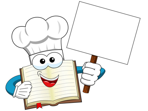 Cook book mascot blank banner isolated