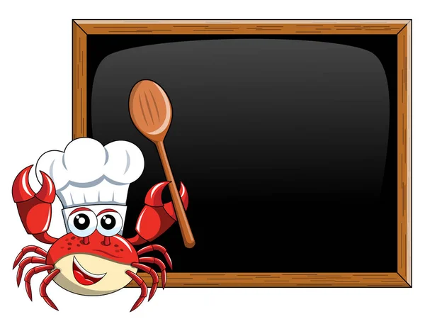 蟹厨师吉祥物呈现教学空白的黑板 chalkboa — 图库矢量图片