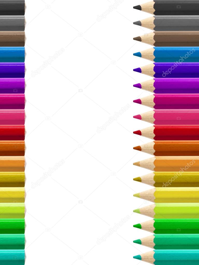 Frame multicolored pencils isolated