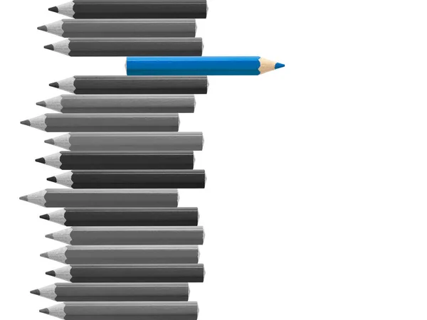 Blue pencil thinking different from crowd isolated — Stock Photo, Image