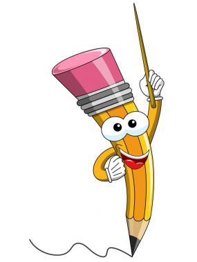 Kalem maskot karikatür sopa izole öğretim