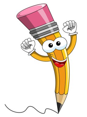 İzole karikatür maskot exulting kalem
