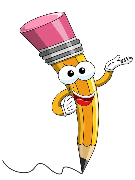 Mascotte de crayon présentant isolé — Image vectorielle