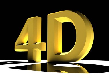 3d illustration featuring reflective 4d letters backlit on white background clipart