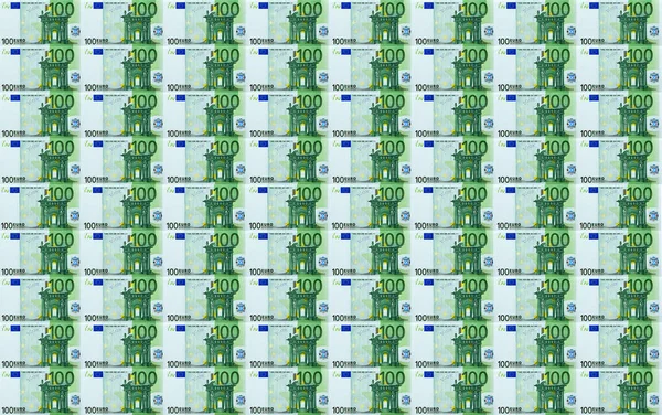 Vista frontal de 100 notas de euro fundo sem costura — Fotografia de Stock