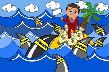 Teslim Vergi kaçakçısı offshore vergi cenneti s beyaz bayrak sallayarak