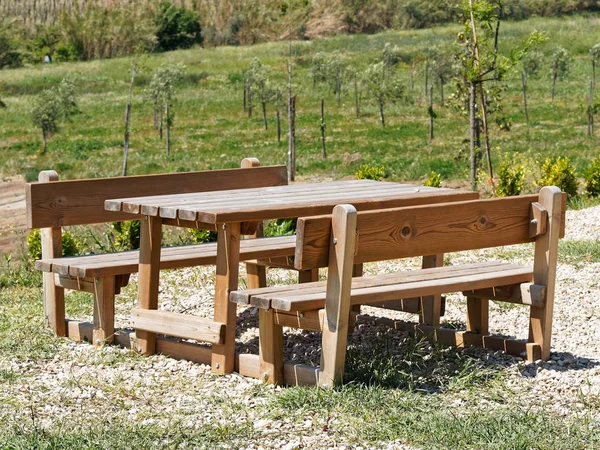 Wooden picnic table outdoor — Stock Photo, Image