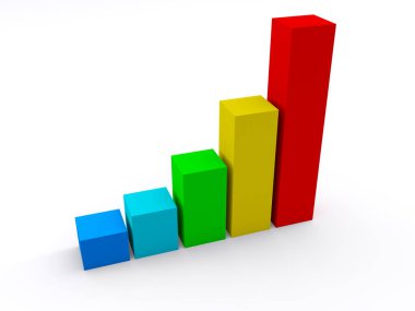 3D çizim Şekil grafik beyaz bac üzerinde büyüyen renkli