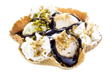Fıstık Fındık ceviz dondurma Waffle kase