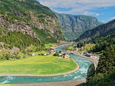 Valley manzara Norveç Flamsbana trenin