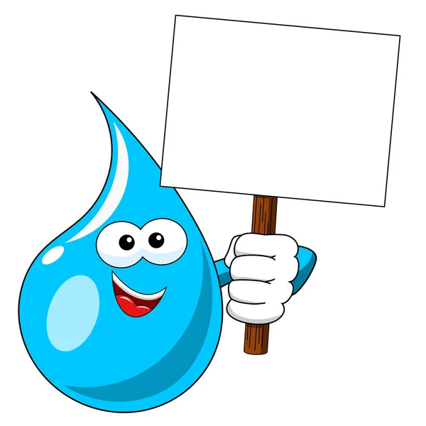 Cartoon Water Drop Segurando banner em branco isolado —  Vetores de Stock