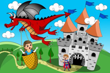 Red Dragon küçük şirin Prenses yaktı iken uçup kaçırma