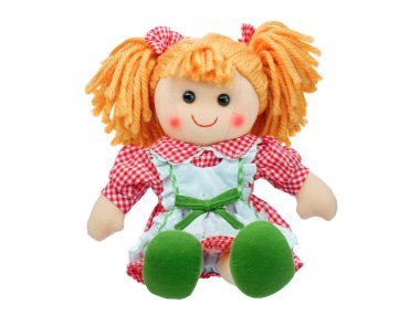 Gülümseyen sevimli bez bebek izole edilmiş