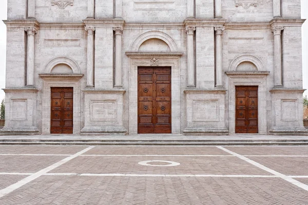 Vista exterior do Duomo ou Catedral em Pienza Itália — Fotografia de Stock