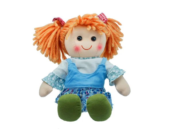 Sit and smiling cute rag doll isolated — Stock Photo, Image
